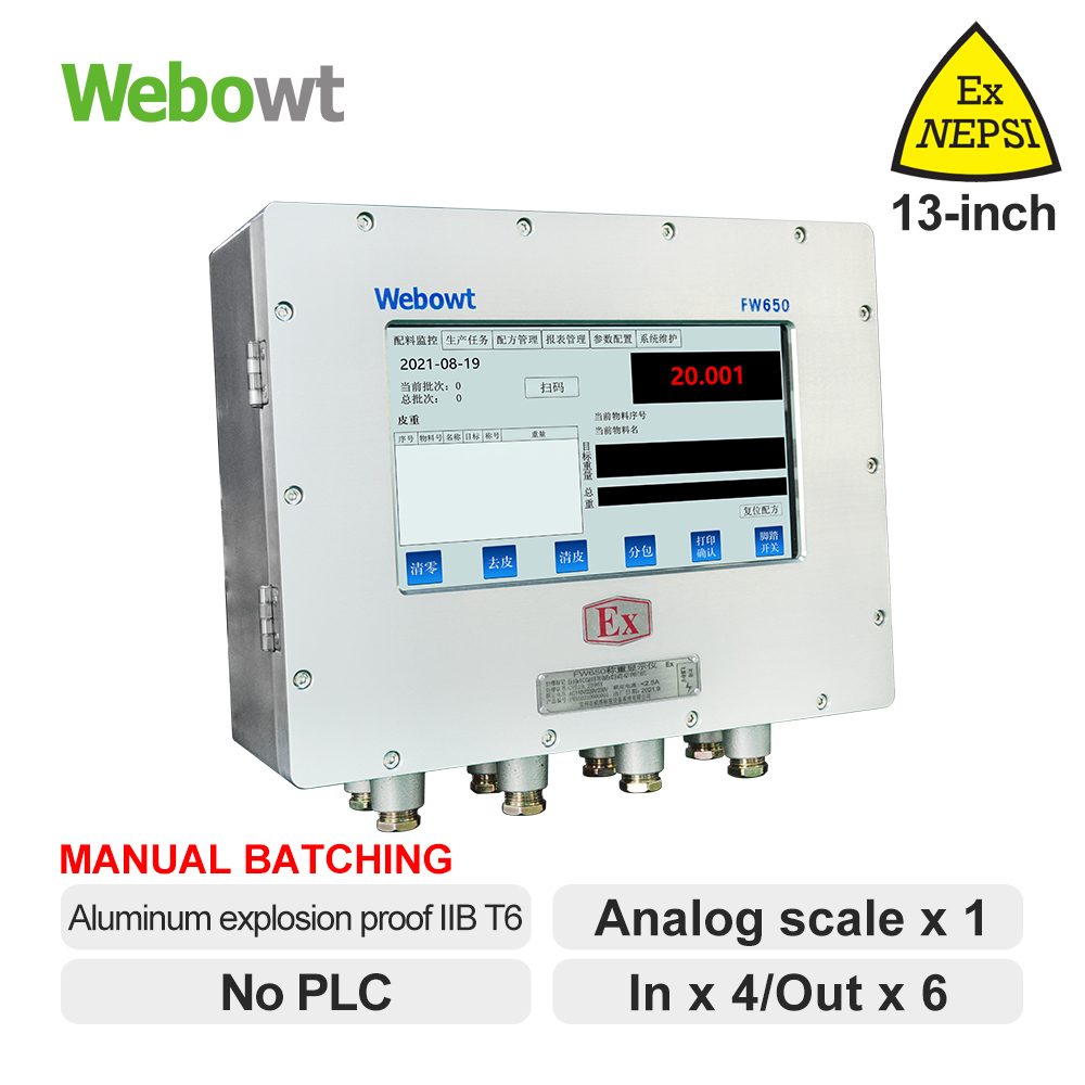 37 WEBOWT EXD FW650-Aluminium without Control Buttons IIB T6-13LCD HMI-IN4OUT6 Manual Batching