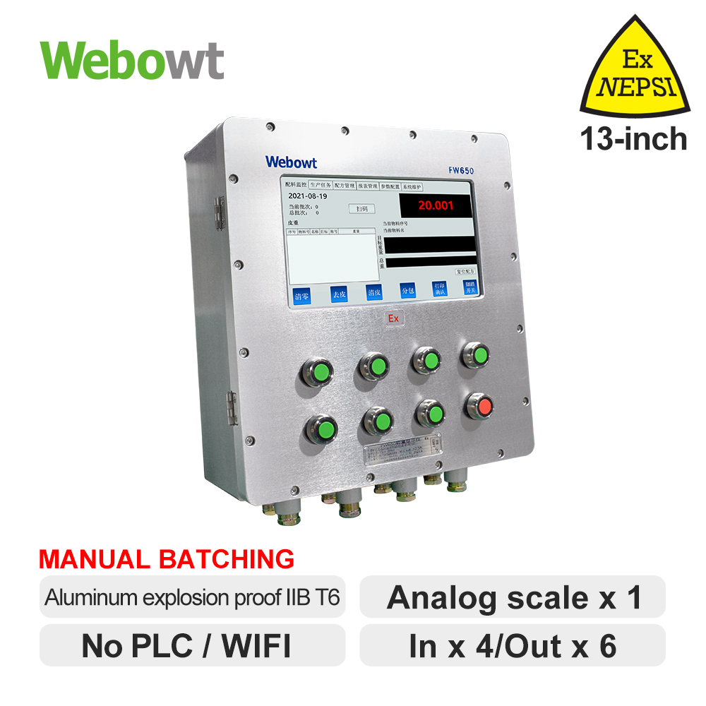 35 WEBOWT EXD FW650-Aluminium with Control Buttons IIB T6-13LCD HMI-IN4OUT6 WIFI Manual Batching