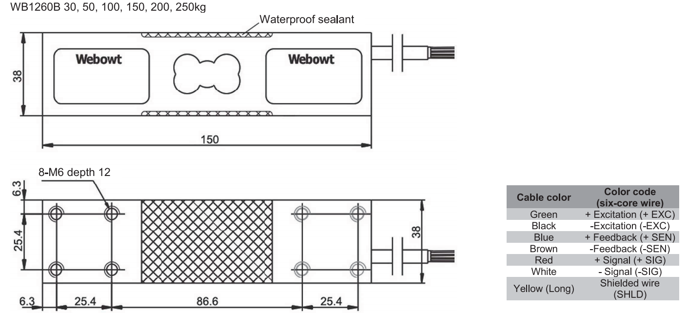 WB1260B , Load Cell 30kg 250kg-3