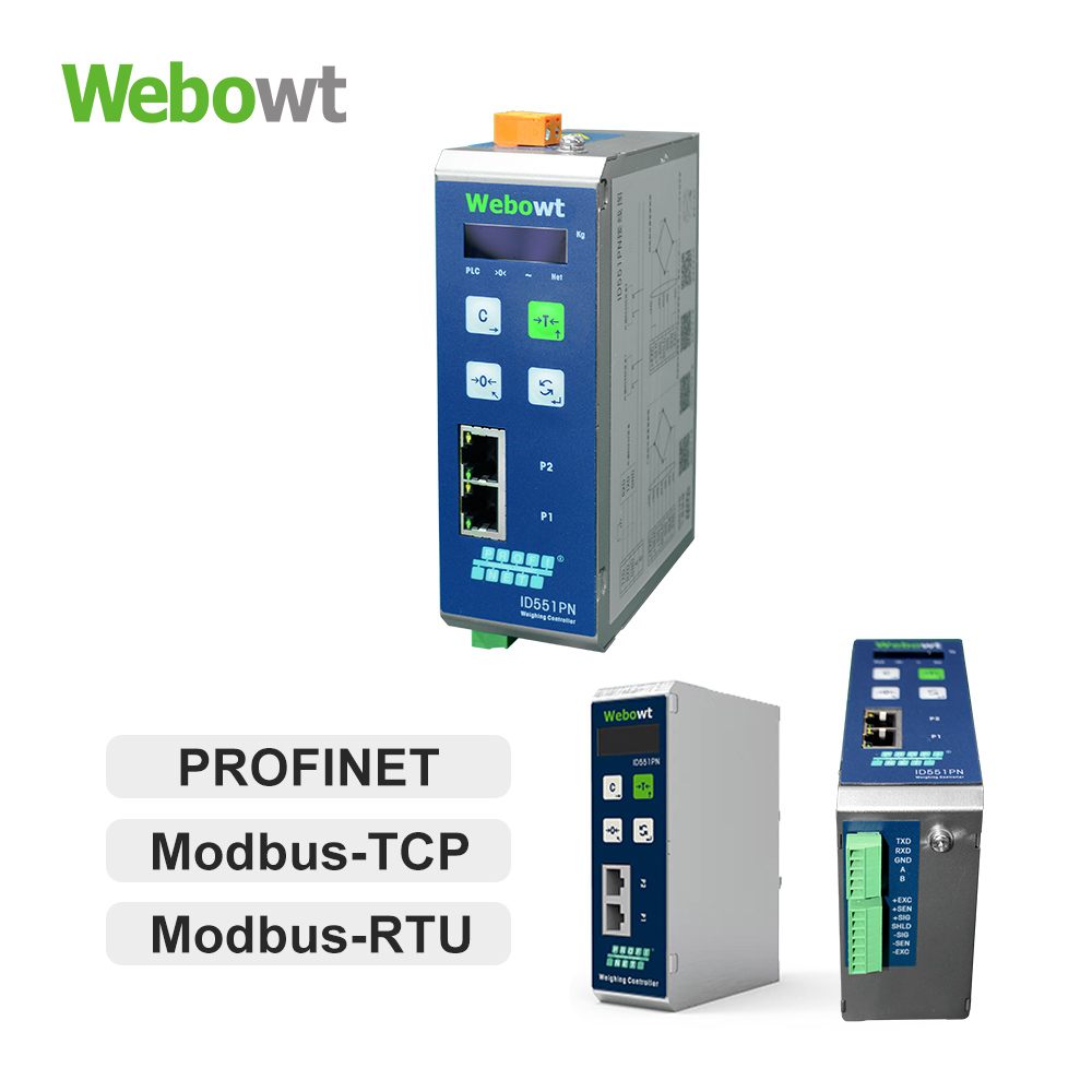Order No. 8551P1G, Model No.:ID551D02N01A,ID551,Din, 2 x scale, 1 serial port (RS232/485), 2 network ports (built-in switch), MODBUS-RTU, MODBUS-TCP, PROFINET, inx4, outx6,constant value control, 220V
